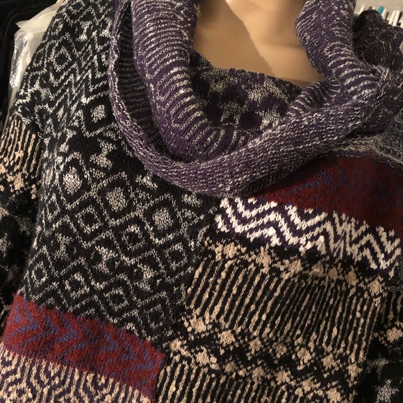 Free people cowl neck patchwork sweater - Picture 5 of 6